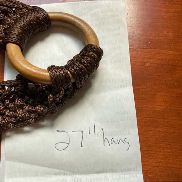 Scalloped BOHO Bohemian Shoulder Purse Bag Brown Cream Woven Neutrals - Picture 9 of 11